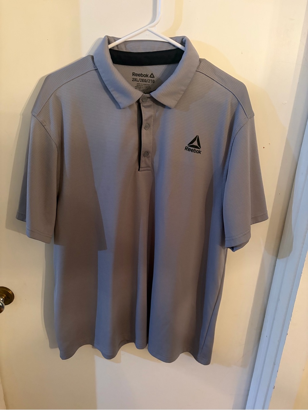 Reebok Men's Light Gray Polo with Black Logo